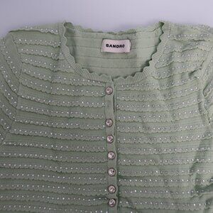 SANDRO NWOT MINT GREEN SWEATER  WITH DIAMOND BOTTONS